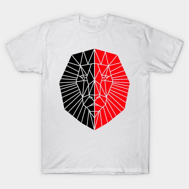 GEOMETRIC Animal Black And Red Lion Head T-Shirt by SartorisArt1